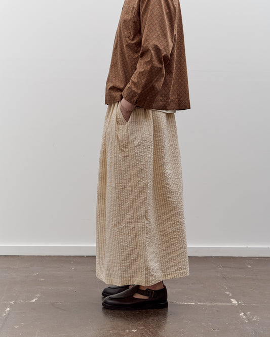 Aviva Jifei Xue Hakama Skirt, Natural / Brown Striped