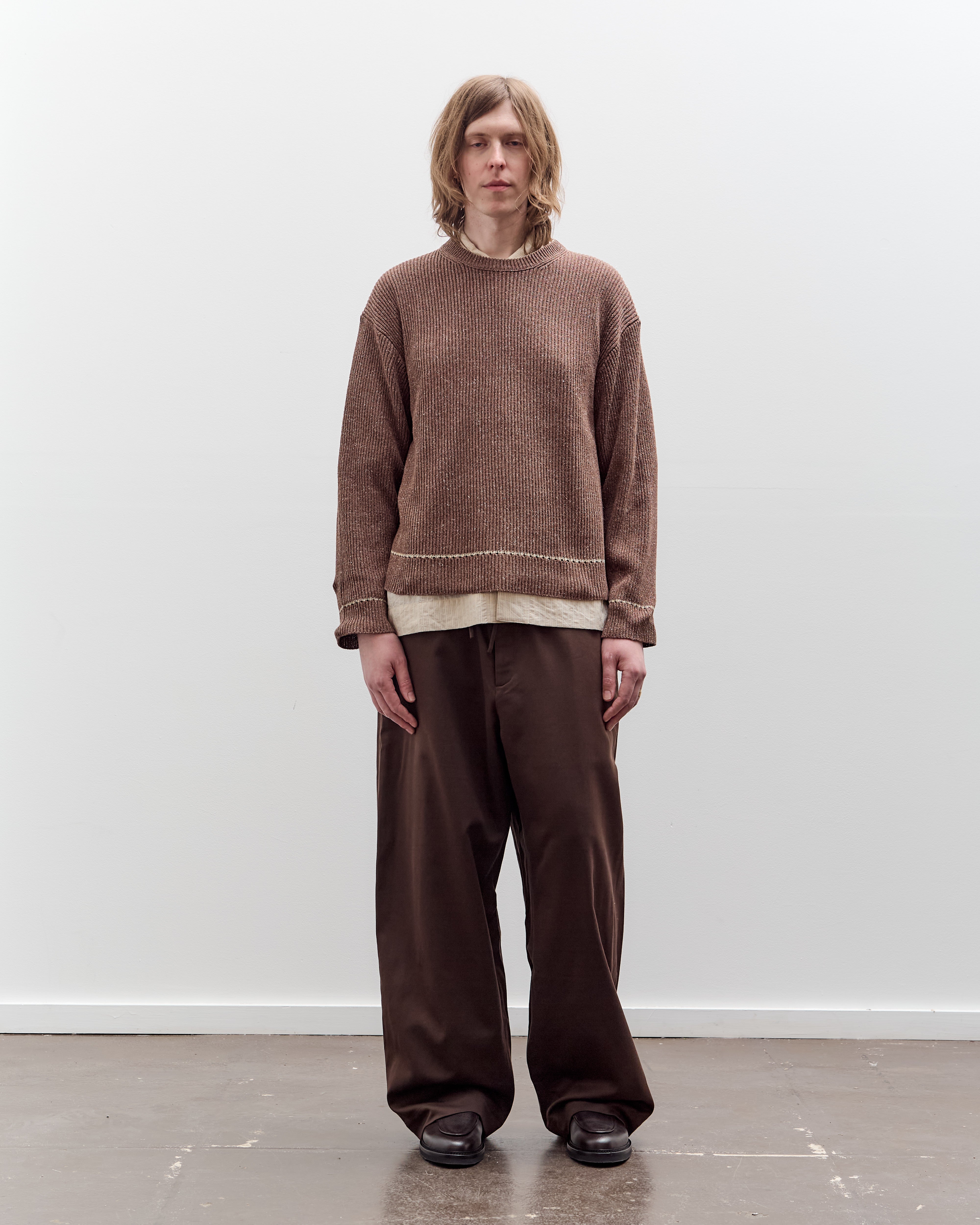 Aviva Jifei Xue Contrast Crewneck, Brown Mix – Glasswing