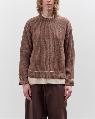 Aviva Jifei Xue  Contrast Crewneck, Brown Mix