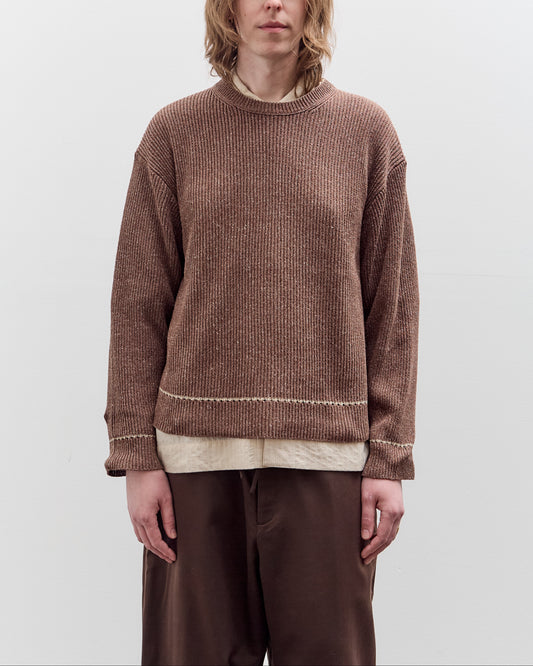 Aviva Jifei Xue  Contrast Crewneck, Brown Mix