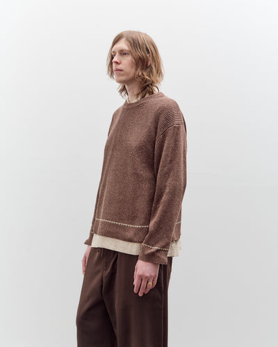 Aviva Jifei Xue  Contrast Crewneck, Brown Mix