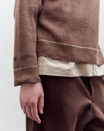 Aviva Jifei Xue  Contrast Crewneck, Brown Mix