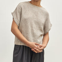 Black Crane Basic Crew Top, Ash