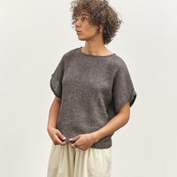 Black Crane Basic Crew Top, Grey Navy