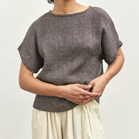 Black Crane Basic Crew Top, Grey Navy