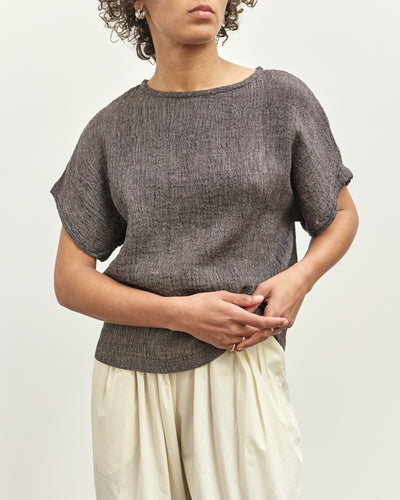 Black Crane Basic Crew Top, Grey Navy