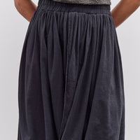 Black Crane Greek Column Skirt, Sumi Black
