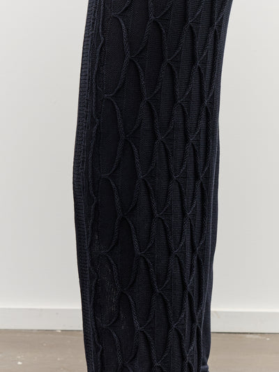 Black Crane Cable Knit Pants, Navy