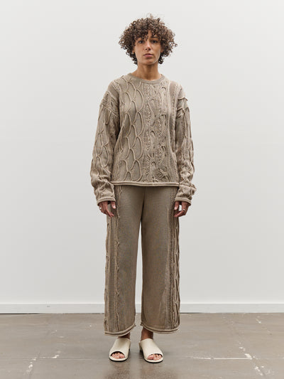 Black Crane Cable Knit Pants, Taupe
