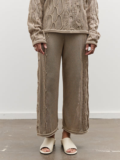 Black Crane Cable Knit Pants, Taupe