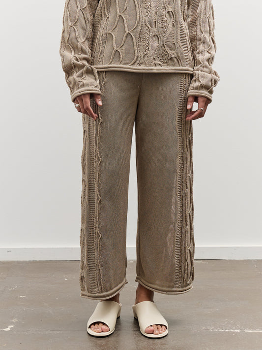 Black Crane Cable Knit Pants, Taupe