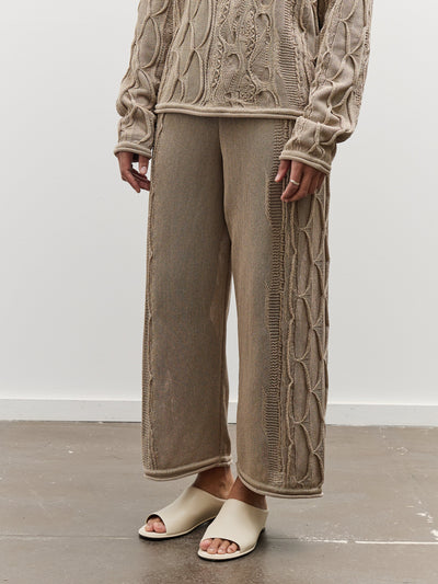 Black Crane Cable Knit Pants, Taupe