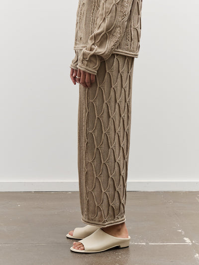 Black Crane Cable Knit Pants, Taupe