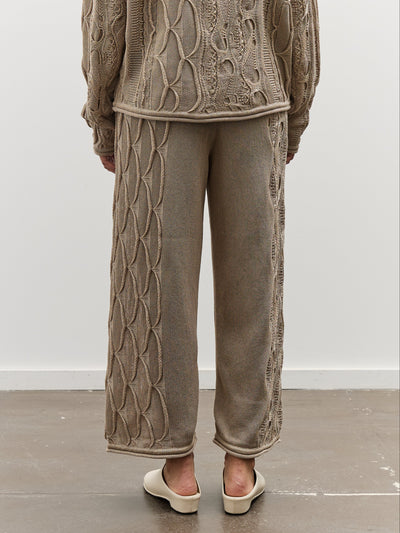 Black Crane Cable Knit Pants, Taupe