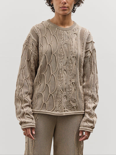 Black Crane Cable Summer Knit Top, Taupe
