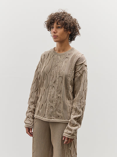 Black Crane Cable Summer Knit Top, Taupe