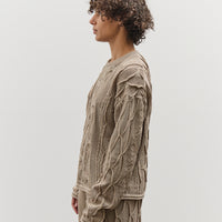 Black Crane Cable Summer Knit Top, Taupe