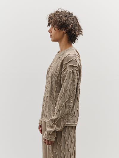 Black Crane Cable Summer Knit Top, Taupe