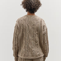 Black Crane Cable Summer Knit Top, Taupe