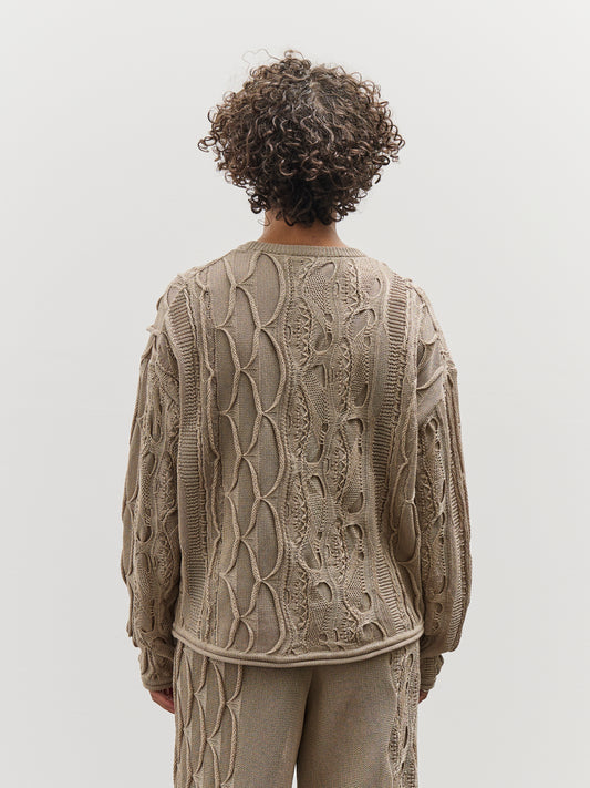 Black Crane Cable Summer Knit Top, Taupe