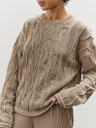 Black Crane Cable Summer Knit Top, Taupe
