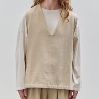 Black Crane Corduroy Vest, Ivory