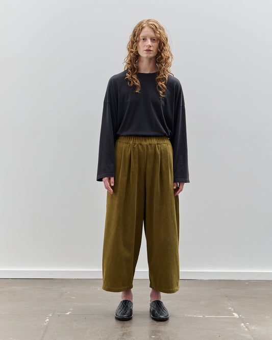 Black Crane Corduroy Wide Pants, Dark Olive