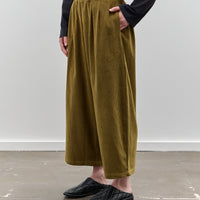 Black Crane Corduroy Wide Pants, Dark Olive