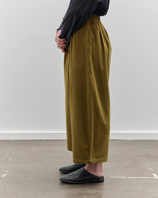 Black Crane Corduroy Wide Pants, Dark Olive