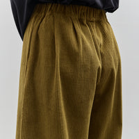 Black Crane Corduroy Wide Pants, Dark Olive