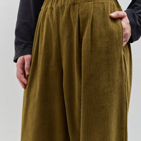 Black Crane Corduroy Wide Pants, Dark Olive