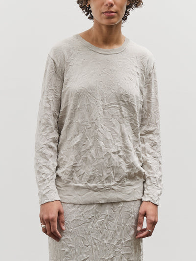 Black Crane Crinkled Summer Knit Top, Platinum