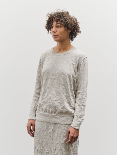 Black Crane Crinkled Summer Knit Top, Platinum