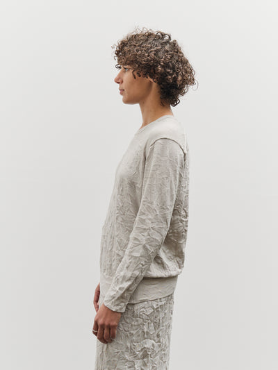Black Crane Crinkled Summer Knit Top, Platinum