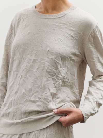 Black Crane Crinkled Summer Knit Top, Platinum