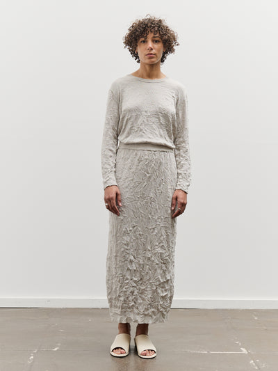 Black Crane Crinkled Knit Skirt, Platinum