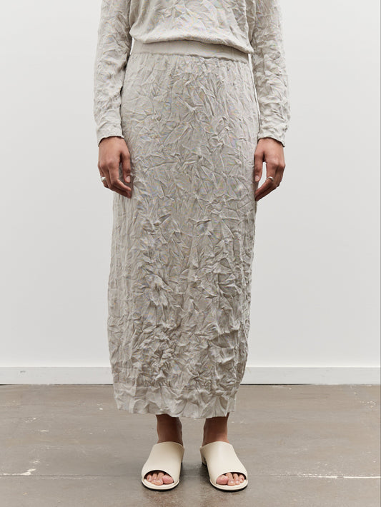Black Crane Crinkled Knit Skirt, Platinum