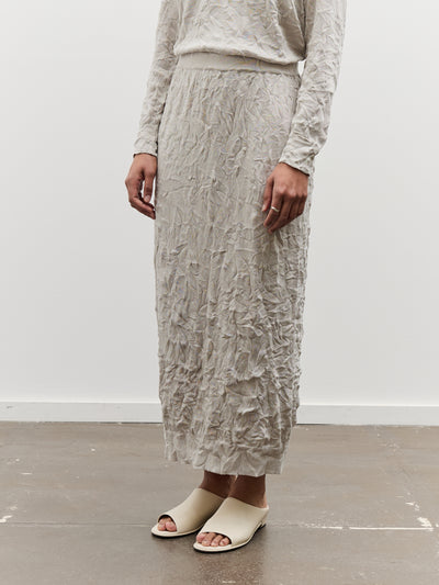 Black Crane Crinkled Knit Skirt, Platinum