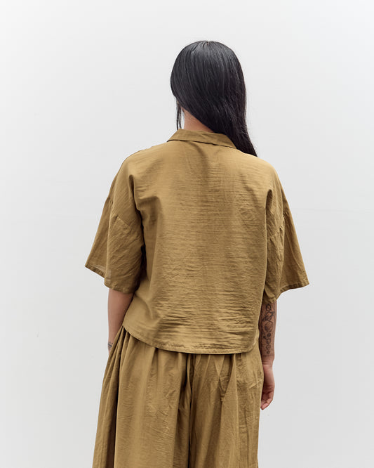 Black Crane Cropped Shirt, Dk. Olive
