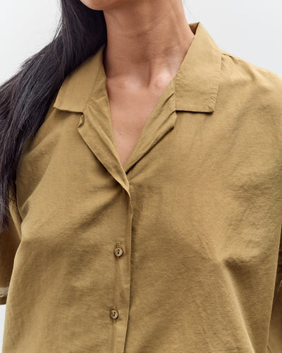 Black Crane Cropped Shirt, Dk. Olive