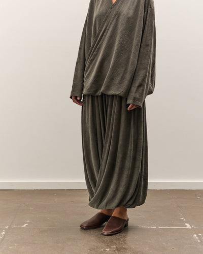 Black Crane Double Layered Drapy Skirt, Slate