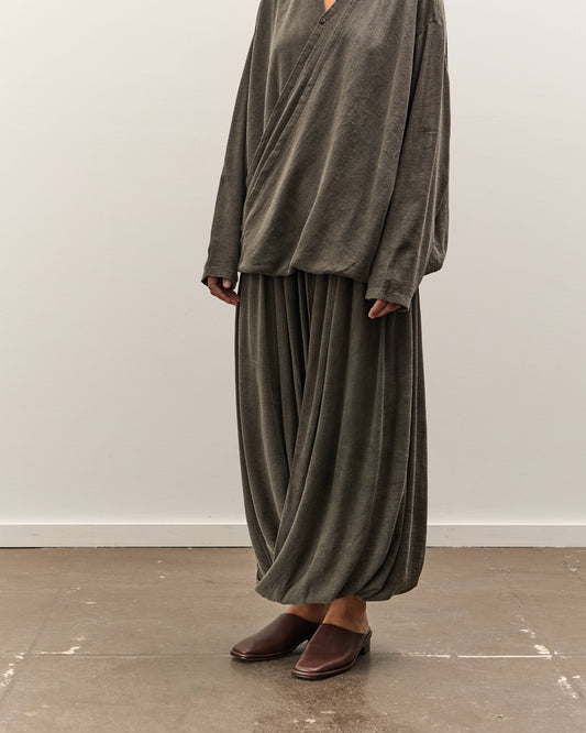 Black Crane Double Layered Drapy Skirt, Slate