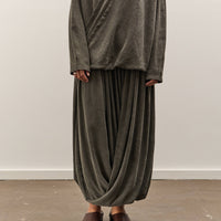 Black Crane Double Layered Drapy Skirt, Slate