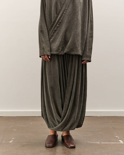 Black Crane Double Layered Drapy Skirt, Slate