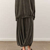 Black Crane Double Layered Drapy Skirt, Slate