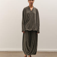 Black Crane Double Layered Drapy Skirt, Slate