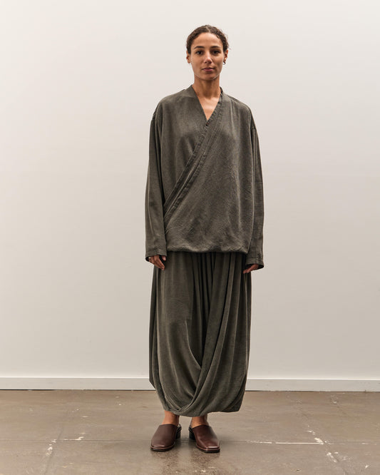 Black Crane Double Layered Drapy Skirt, Slate