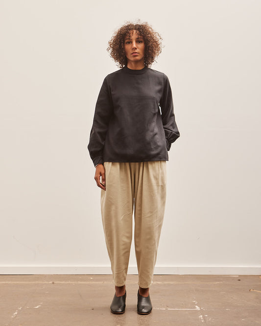 Black Crane Draped Pants, Ivory