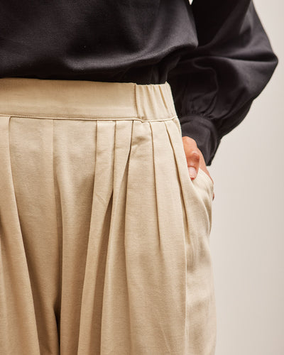 Black Crane Draped Pants, Ivory