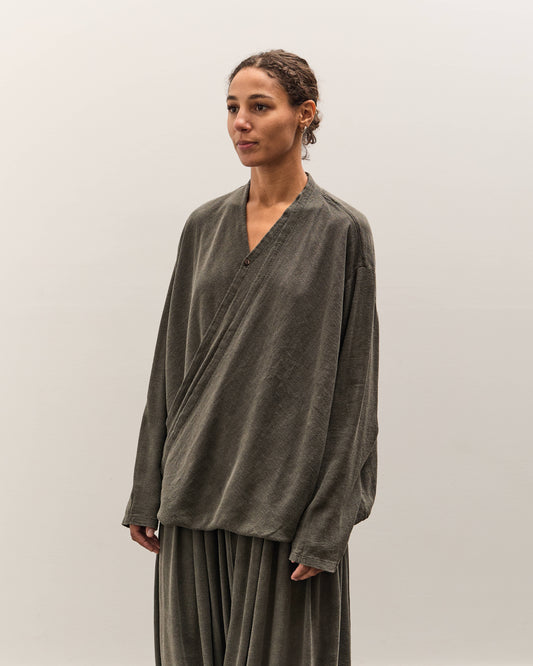 Black Crane Drapey Shirts, Slate